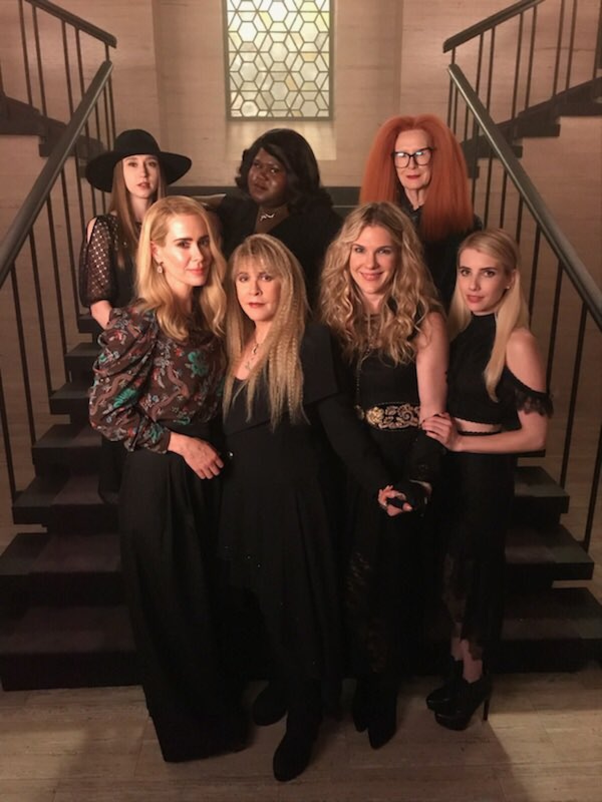 Stevie Nicks poses with 'American Horror Story Apocalypse' cast